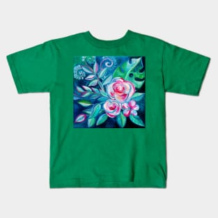 Tropical Camellia Extravaganza - oil on canvas Kids T-Shirt